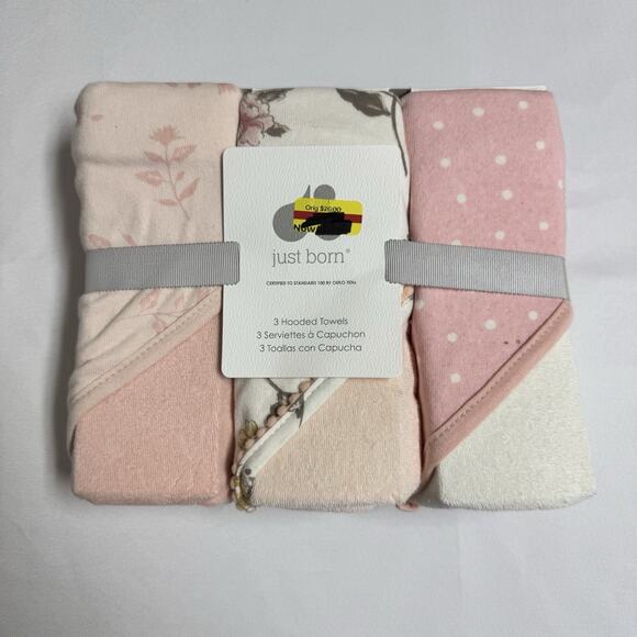 Just Born Other - Just Born 3-Pack Hooded Bath Towels Vintage Pink Floral